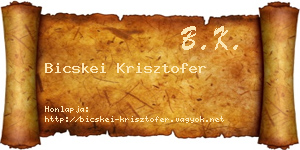 Bicskei Krisztofer névjegykártya